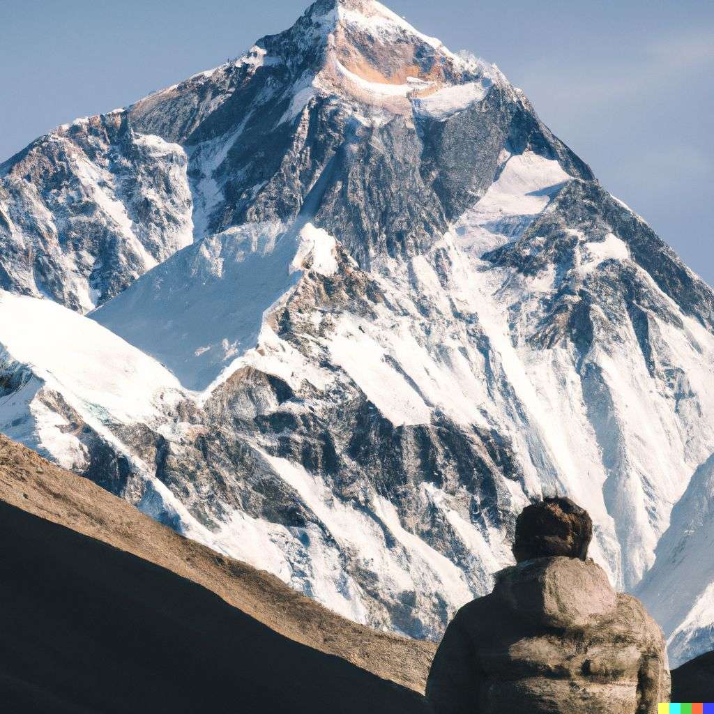 someone gazing at Mount Everest, photograph, natural lighting